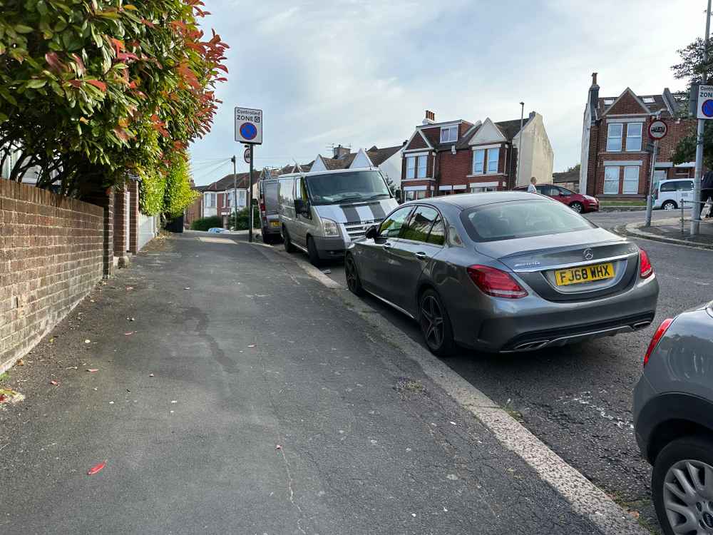 Photograph of FJ68 WHX - a Grey Mercedes C Class parked in Hollingdean by a non-resident. The eighth of eight photographs supplied by the residents of Hollingdean.