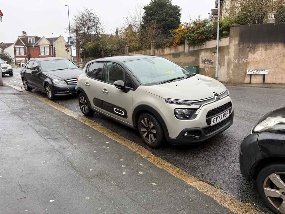Photograph of GV73 WBP - a Grey Citroen C3 parked in Hollingdean by a non-resident who uses the local area as part of their Brighton commute. The twenty-third of twenty-three photographs supplied by the residents of Hollingdean.