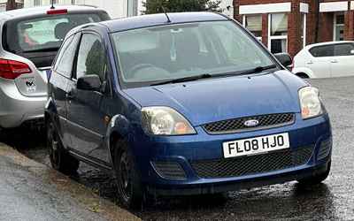 FL08 HJO, a Blue Ford Fiesta parked in Hollingdean