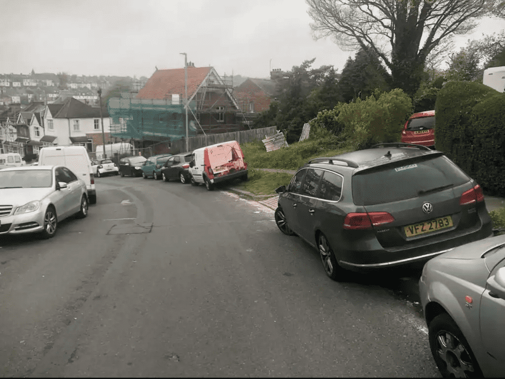 Photograph of VFZ 2783 - a Grey Volkswagen Passat parked in Hollingdean by a non-resident who uses the local area as part of their Brighton commute. The first of two photographs supplied by the residents of Hollingdean.