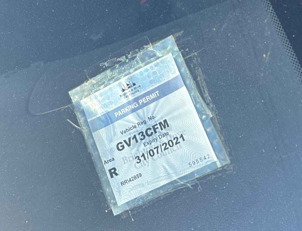 Photograph of GV13 CFM - a Blue Hyundai i10 parked in Hollingdean by a non-resident, and potentially abandoned. The first of two photographs supplied by the residents of Hollingdean.