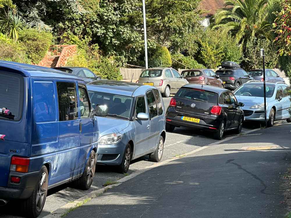 Photograph of GY02 KYW - a Blue Volkswagen Transporter camper van parked in Hollingdean by a non-resident. The twelfth of twenty-one photographs supplied by the residents of Hollingdean.