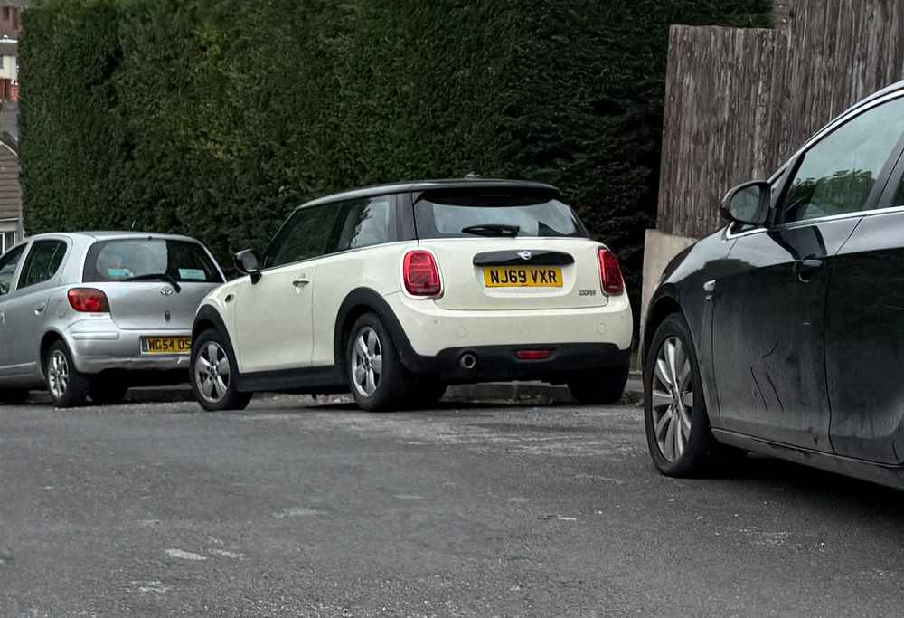 Photograph of NJ69 VXR - a Beige Mini Cooper parked in Hollingdean by a non-resident. The eighth of eight photographs supplied by the residents of Hollingdean.