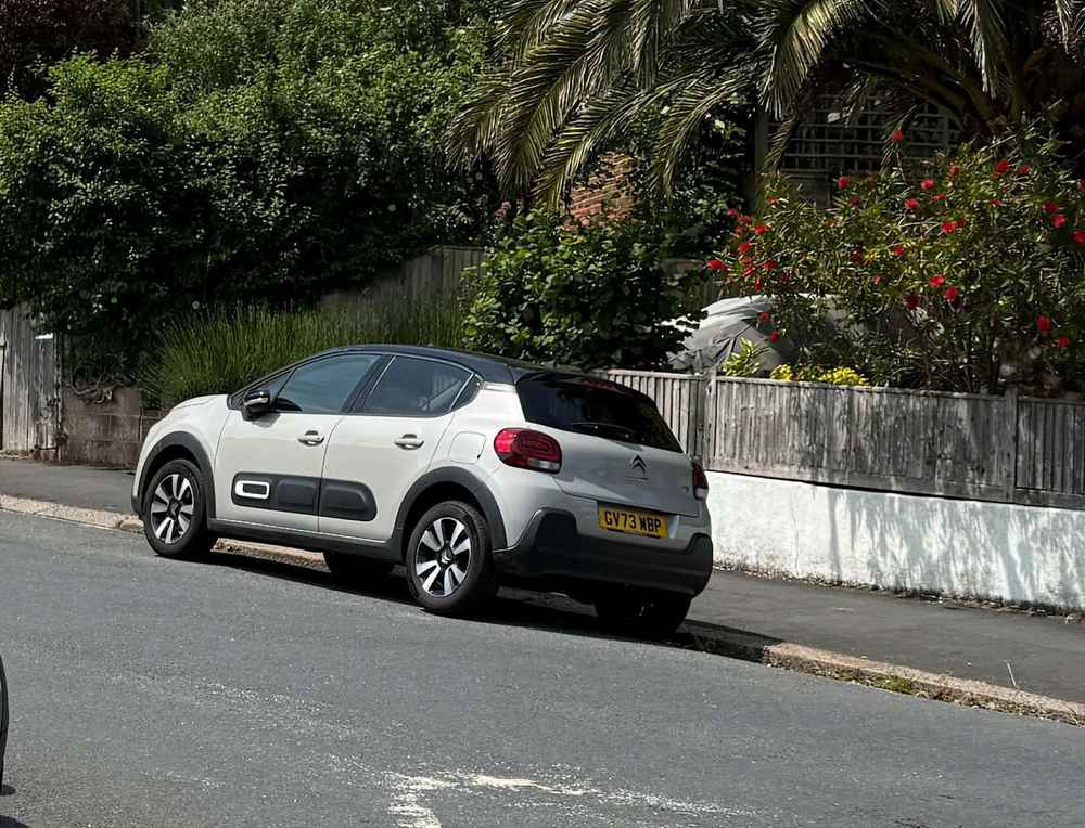 Photograph of GV73 WBP - a Grey Citroen C3 parked in Hollingdean by a non-resident who uses the local area as part of their Brighton commute. The seventeenth of twenty-five photographs supplied by the residents of Hollingdean.