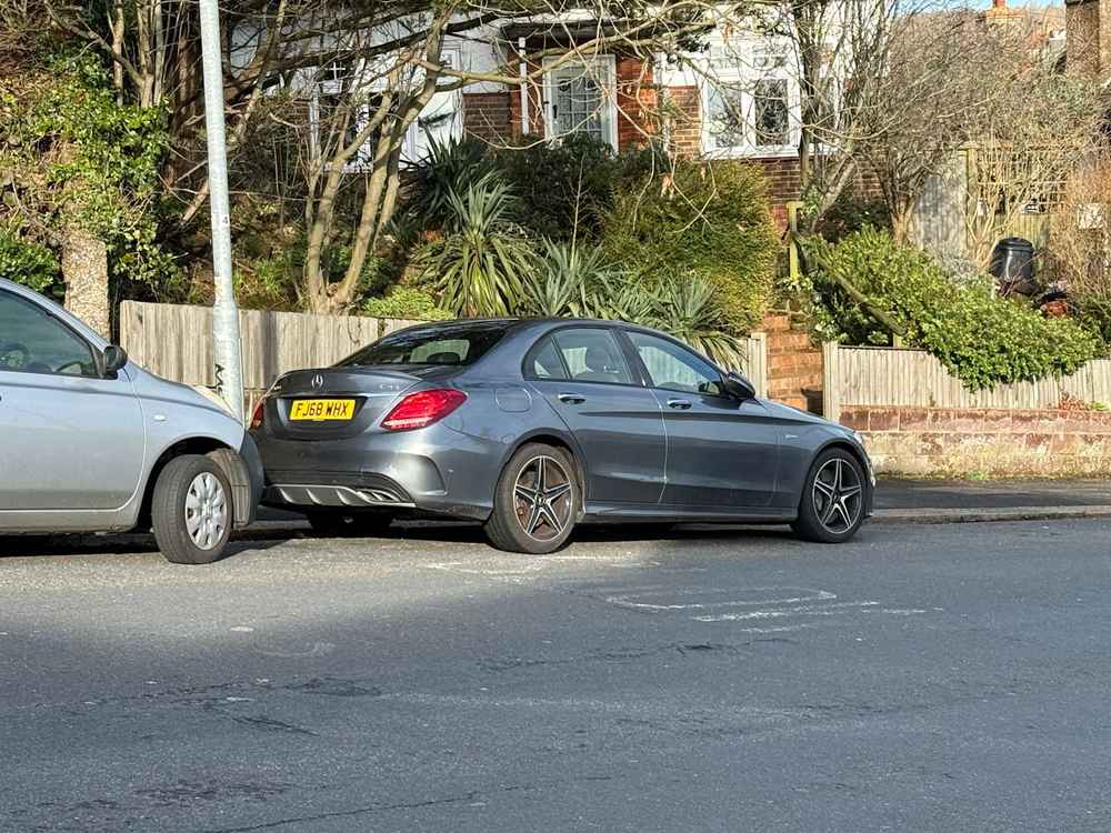 Photograph of FJ68 WHX - a Grey Mercedes C Class parked in Hollingdean by a non-resident. The twenty-eighth of twenty-eight photographs supplied by the residents of Hollingdean.