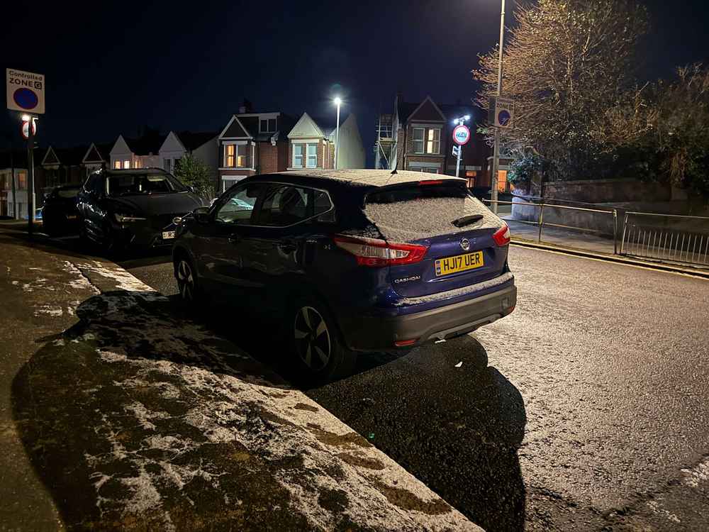 Photograph of HJ17 UER - a Purple Nissan Qashqai parked in Hollingdean by a non-resident. The fourth of five photographs supplied by the residents of Hollingdean.