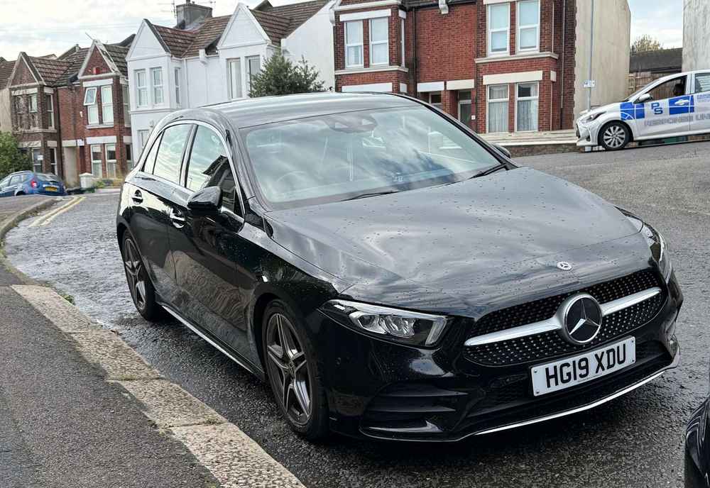 Photograph of HG19 XDU - a Black Mercedes A Class parked in Hollingdean by a non-resident. The second of four photographs supplied by the residents of Hollingdean.