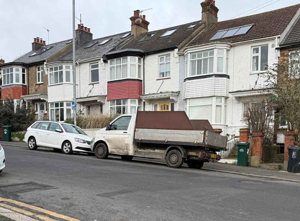 Photograph of BG54 JHU - a White Volkswagen T-Sporter parked in Hollingdean by a non-resident. The nineteenth of twenty-one photographs supplied by the residents of Hollingdean.