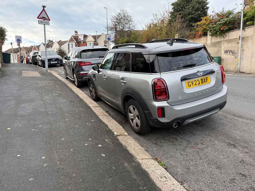 Photograph of GY23 BXF - a Grey Mini Countryman parked in Hollingdean by a non-resident who uses the local area as part of their Brighton commute. The thirtieth of thirty-three photographs supplied by the residents of Hollingdean.