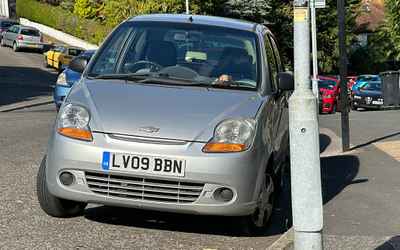 LV09 BBN, a Silver Chevrolet Matiz parked in Hollingdean