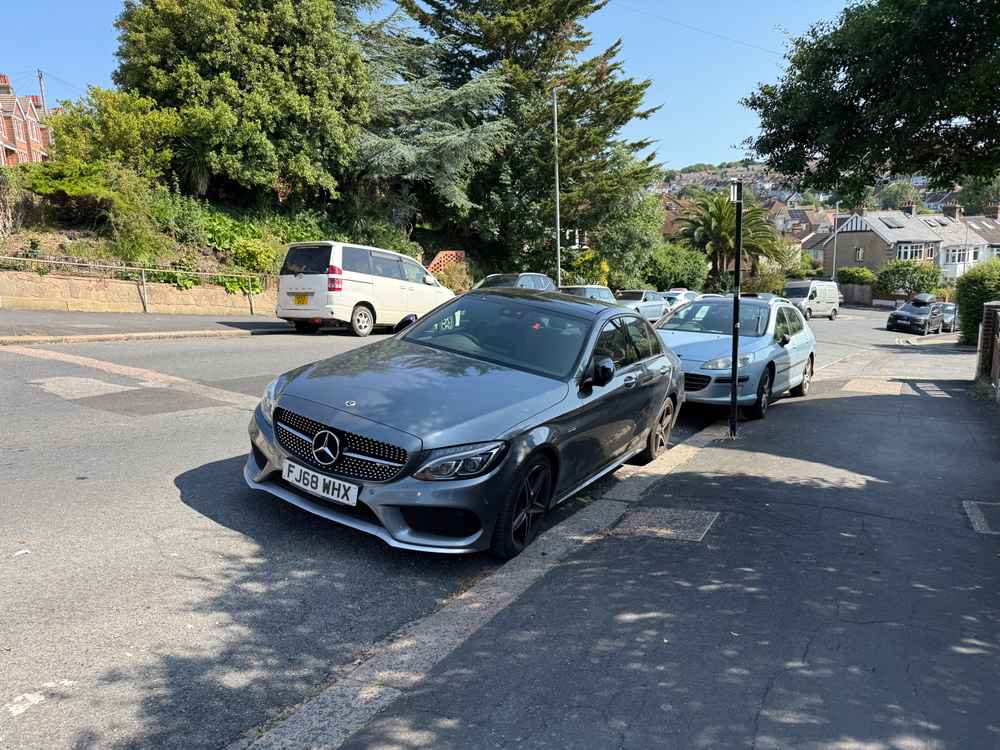 Photograph of FJ68 WHX - a Grey Mercedes C Class parked in Hollingdean by a non-resident. The twentieth of twenty photographs supplied by the residents of Hollingdean.