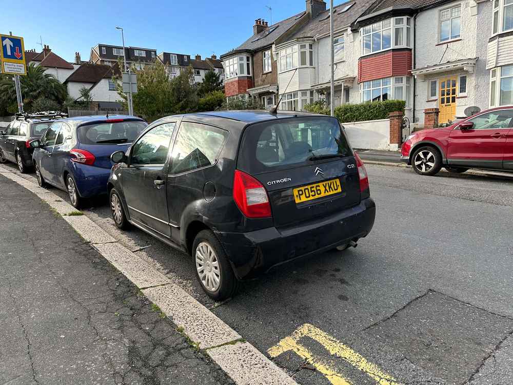 Photograph of PO56 XKU - a Black Citroen C2 parked in Hollingdean by a non-resident. The third of seventeen photographs supplied by the residents of Hollingdean.