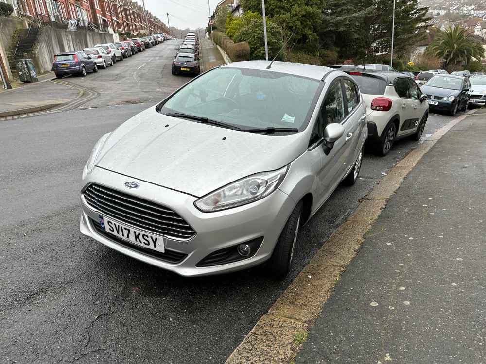 Photograph of SV17 KSY - a Silver Ford Fiesta parked in Hollingdean by a non-resident. The second of three photographs supplied by the residents of Hollingdean.