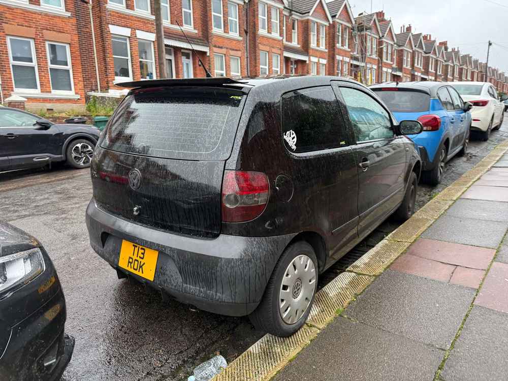 Photograph of T13 ROK - a Black Volkswagen Fox parked in Hollingdean by a non-resident. The fourth of four photographs supplied by the residents of Hollingdean.