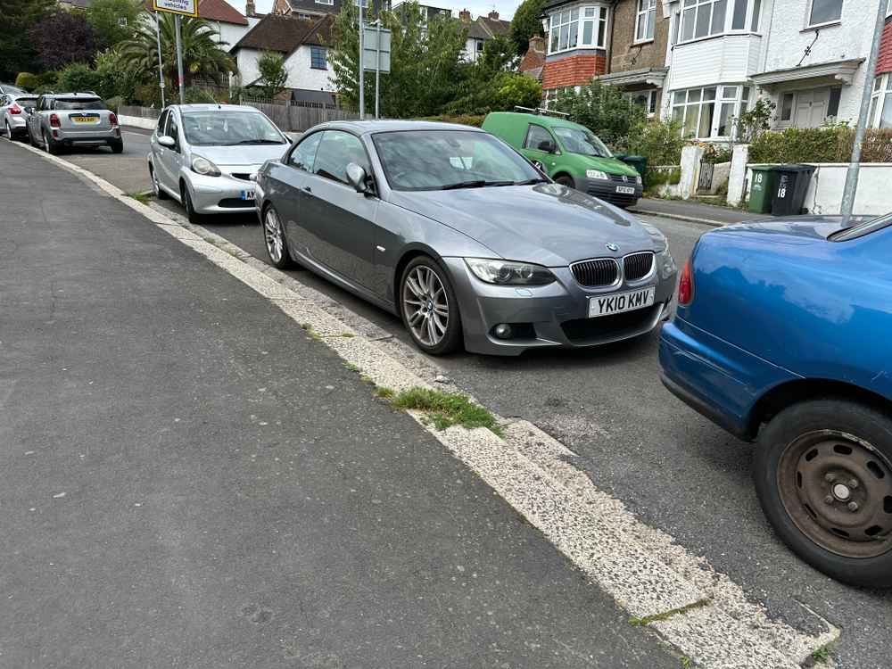 Photograph of YK10 KMV - a Silver BMW 3 Series parked in Hollingdean by a non-resident. The second of four photographs supplied by the residents of Hollingdean.