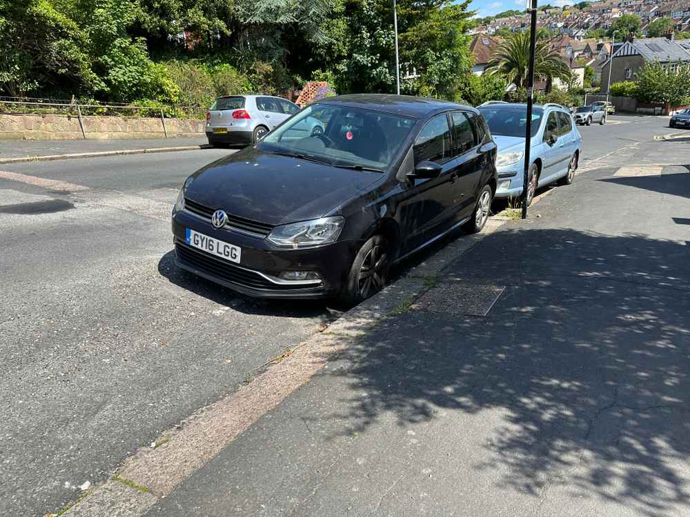Photograph of GY16 LGG - a Black Volkswagen Polo parked in Hollingdean by a non-resident. The ninth of ten photographs supplied by the residents of Hollingdean.