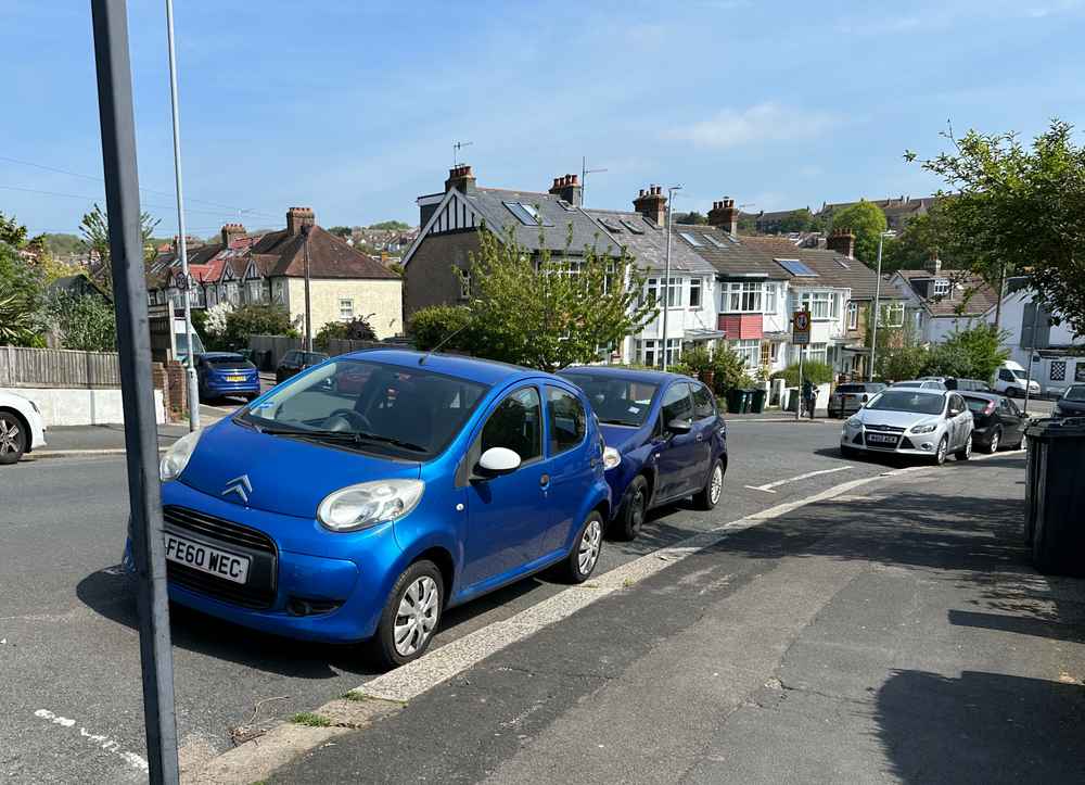 Photograph of FE60 WEC - a Blue Citroen C1 parked in Hollingdean by a non-resident. The thirteenth of thirteen photographs supplied by the residents of Hollingdean.