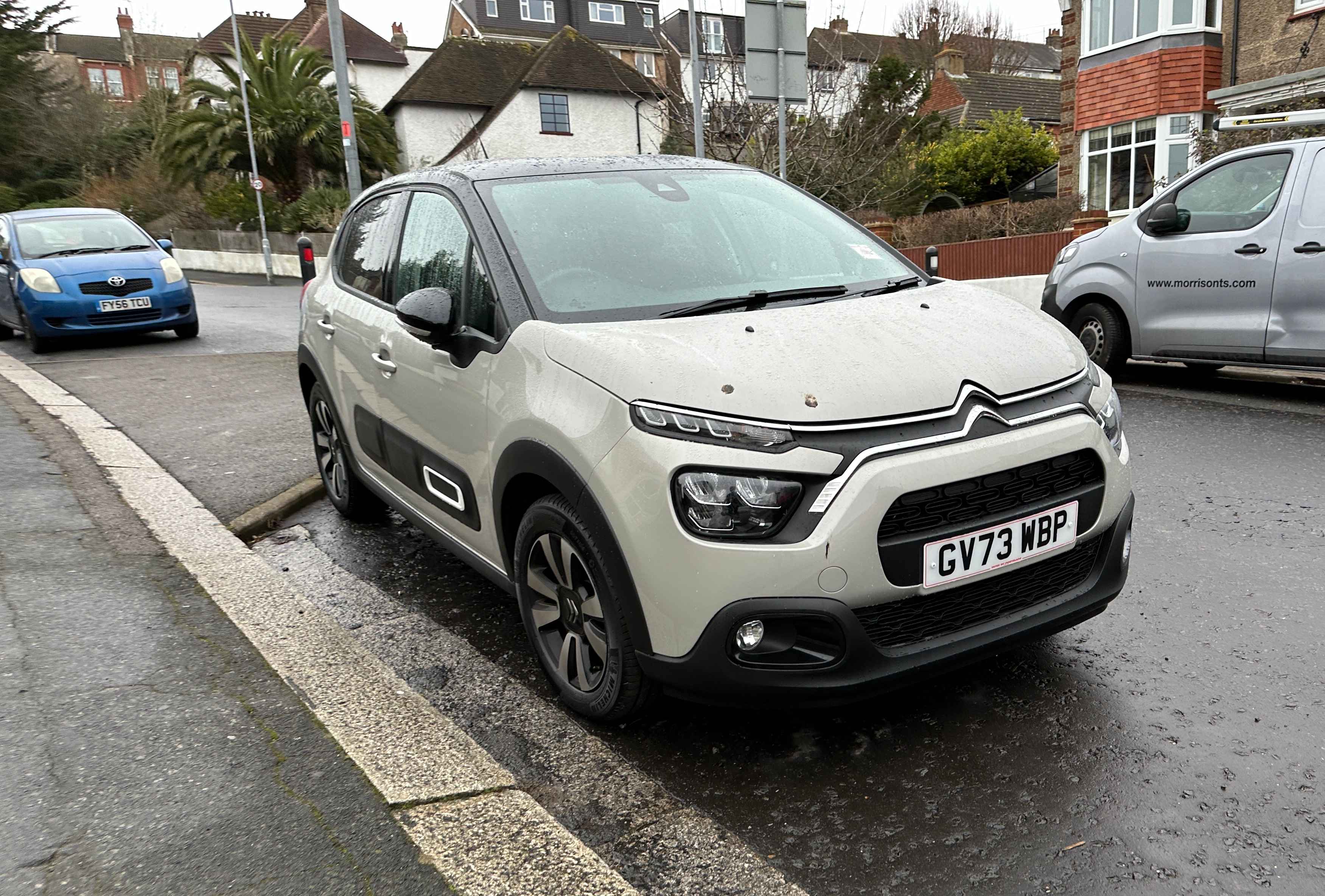 Photograph of GV73 WBP - a Grey Citroen C3 parked in Hollingdean by a non-resident who uses the local area as part of their Brighton commute. The second of four photographs supplied by the residents of Hollingdean.
