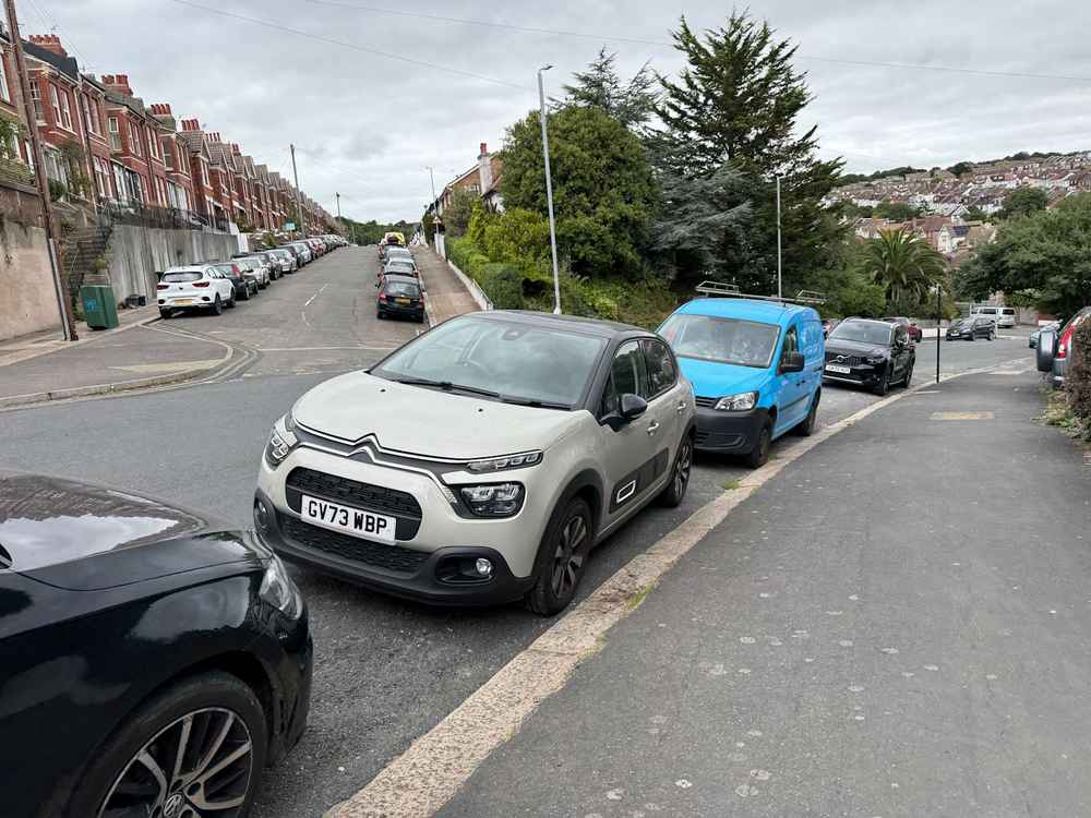 Photograph of GV73 WBP - a Grey Citroen C3 parked in Hollingdean by a non-resident who uses the local area as part of their Brighton commute. The twentieth of twenty-five photographs supplied by the residents of Hollingdean.