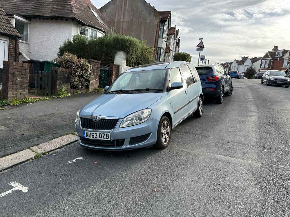 Photograph of NU63 OZB - a Blue Skoda Roomster parked in Hollingdean by a non-resident. The seventh of twenty-three photographs supplied by the residents of Hollingdean.