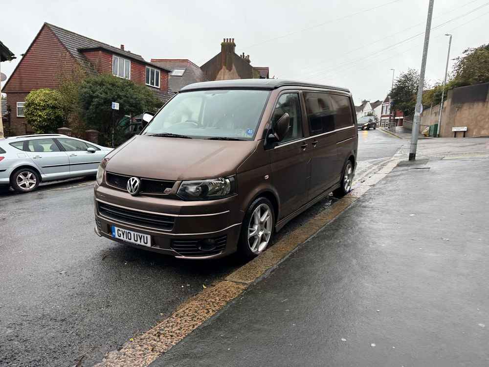 Photograph of GY10 UYU - a Brown Volkswagen Transporter camper van parked in Hollingdean by a non-resident. The ninth of sixteen photographs supplied by the residents of Hollingdean.