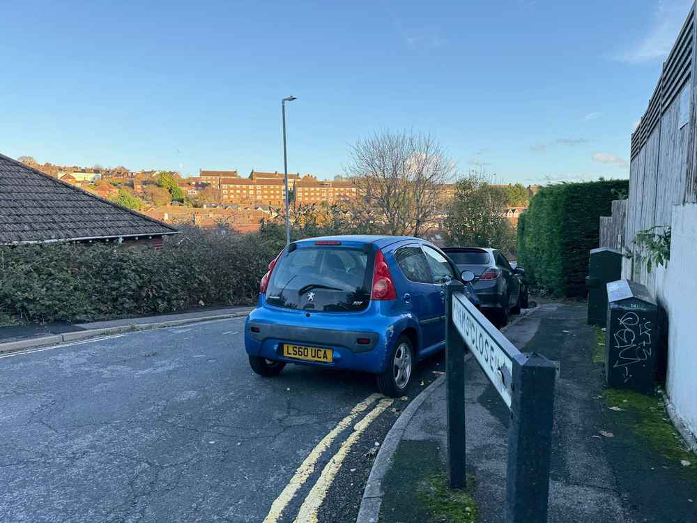Photograph of LS60 UCA - a Blue Peugeot 107 parked in Hollingdean by a non-resident. The thirtieth of thirty photographs supplied by the residents of Hollingdean.