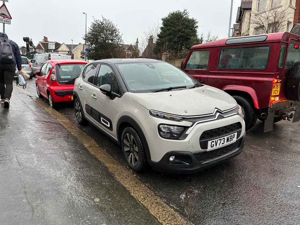 Photograph of GV73 WBP - a Grey Citroen C3 parked in Hollingdean by a non-resident who uses the local area as part of their Brighton commute. The third of nine photographs supplied by the residents of Hollingdean.