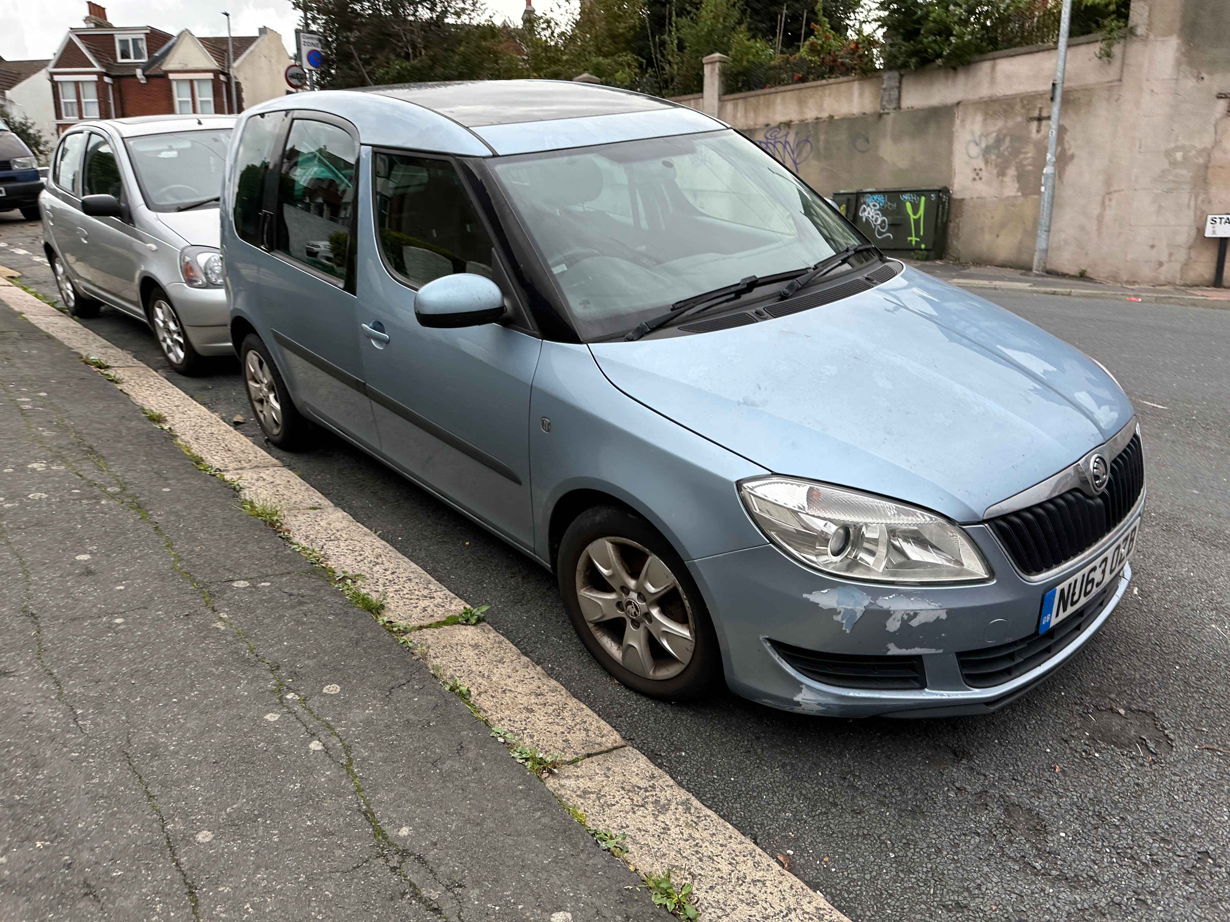 Photograph of NU63 OZB - a Blue Skoda Roomster parked in Hollingdean by a non-resident. The ninth of nineteen photographs supplied by the residents of Hollingdean.