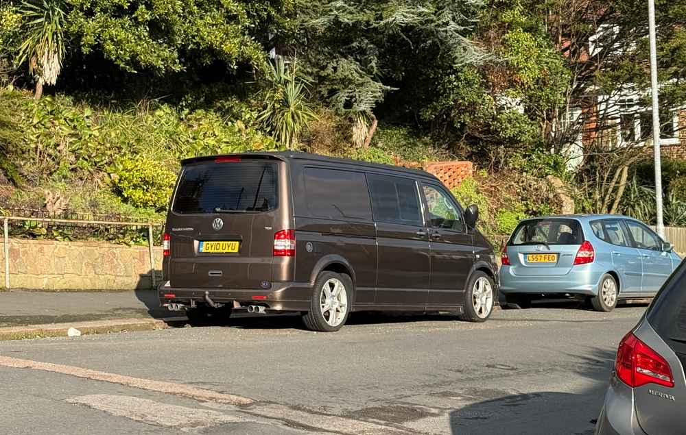 Photograph of GY10 UYU - a Brown Volkswagen Transporter camper van parked in Hollingdean by a non-resident. The eleventh of twelve photographs supplied by the residents of Hollingdean.