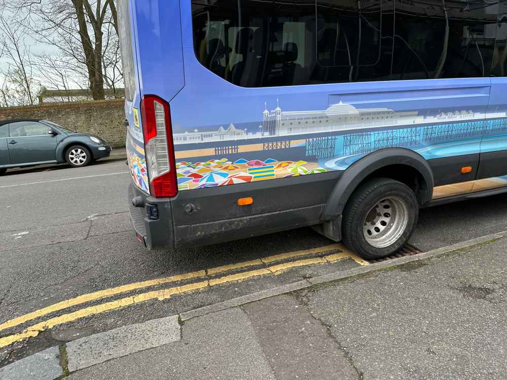 Photograph of YP68 VUD - a Blue Ford Transit parked in Hollingdean by a non-resident. The first of three photographs supplied by the residents of Hollingdean.