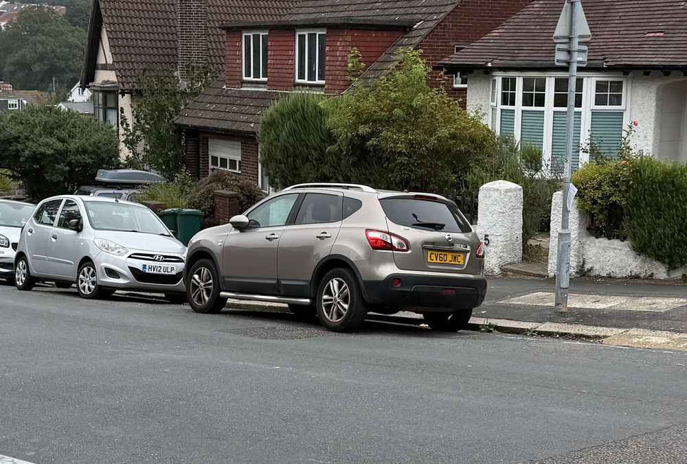 Photograph of CV60 JWC - a Gold Nissan  Qashqai parked in Hollingdean by a non-resident. The fifth of five photographs supplied by the residents of Hollingdean.