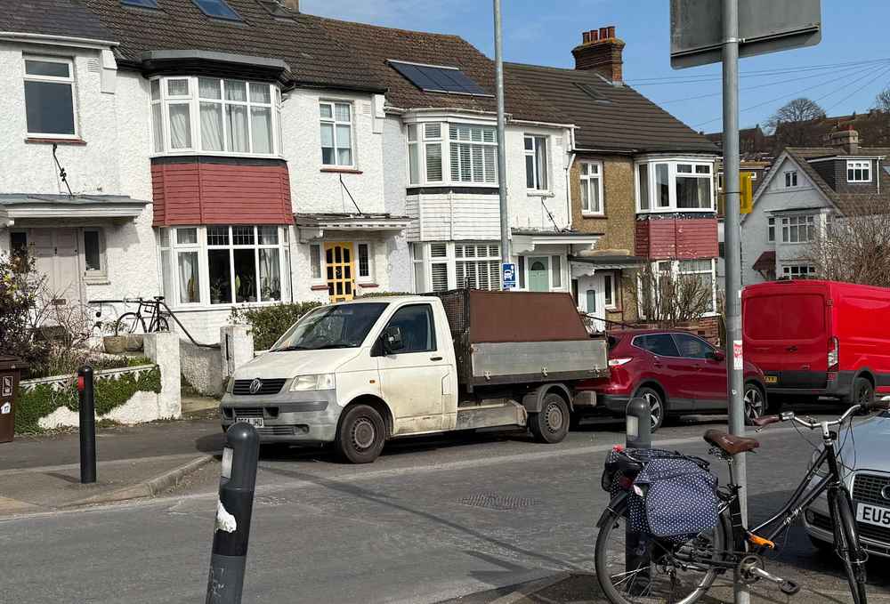 Photograph of BG54 JHU - a White Volkswagen T-Sporter parked in Hollingdean by a non-resident. The twenty-first of thirty-two photographs supplied by the residents of Hollingdean.