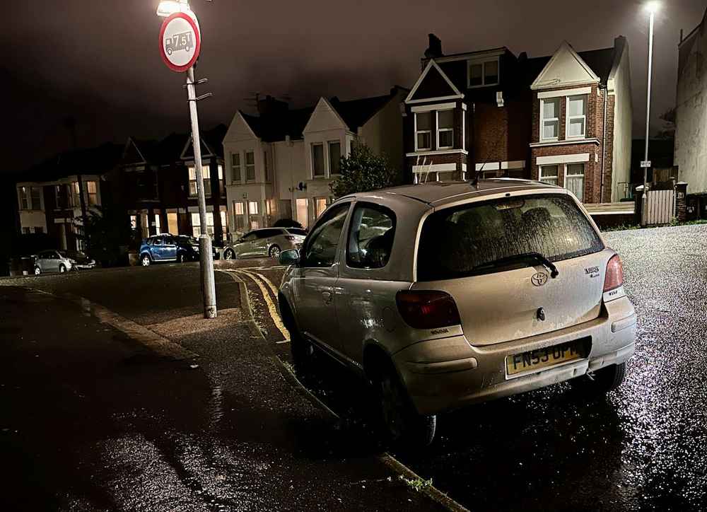Photograph of FN53 OPM - a Silver Toyota Yaris parked in Hollingdean by a non-resident. The third of eleven photographs supplied by the residents of Hollingdean.