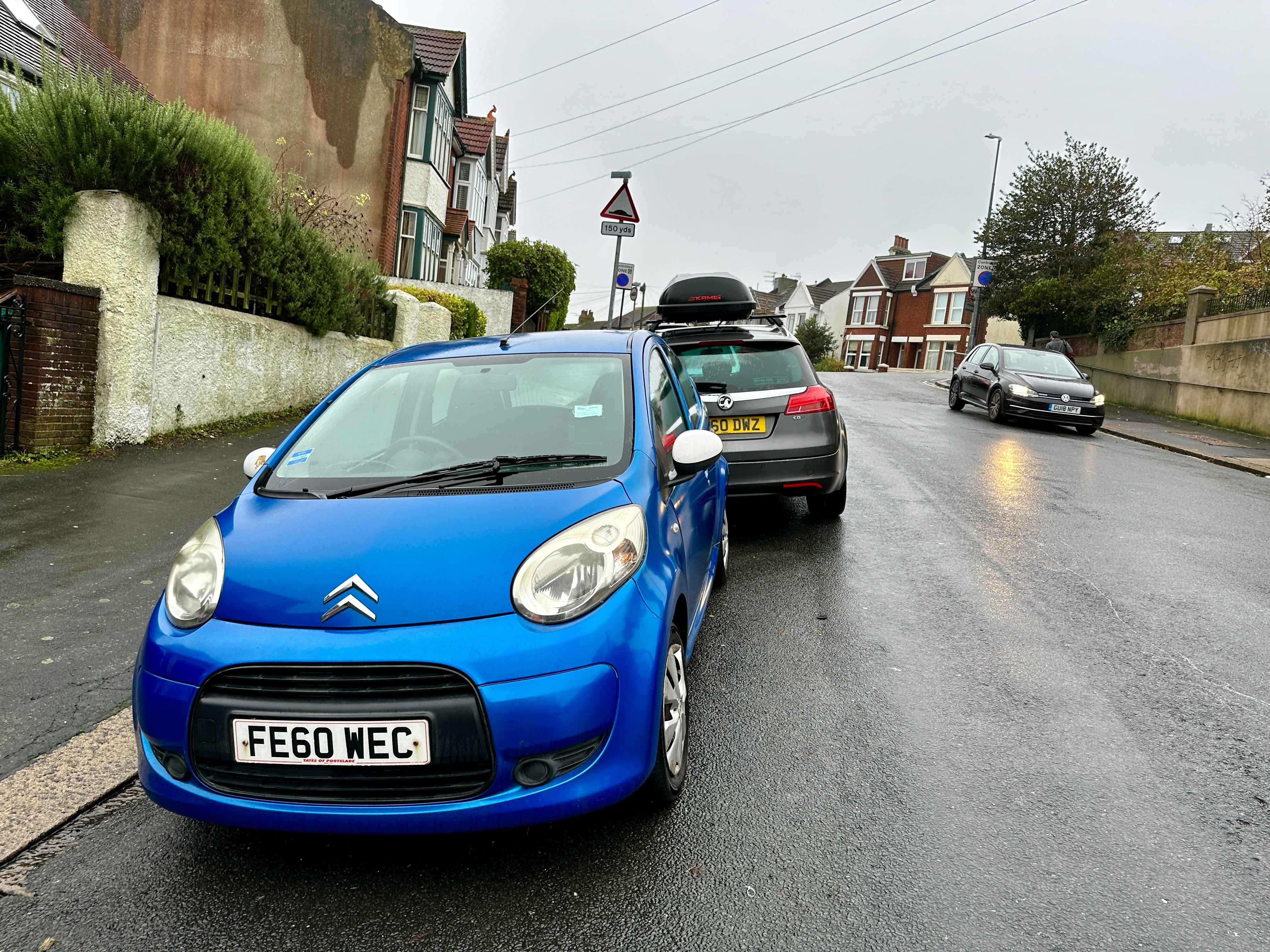 Photograph of FE60 WEC - a Blue Citroen C1 parked in Hollingdean by a non-resident. The seventh of ten photographs supplied by the residents of Hollingdean.