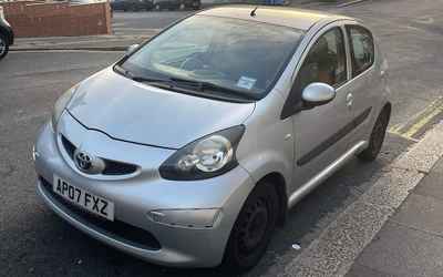 AP07 FXZ, a Silver Toyota Aygo parked in Hollingdean