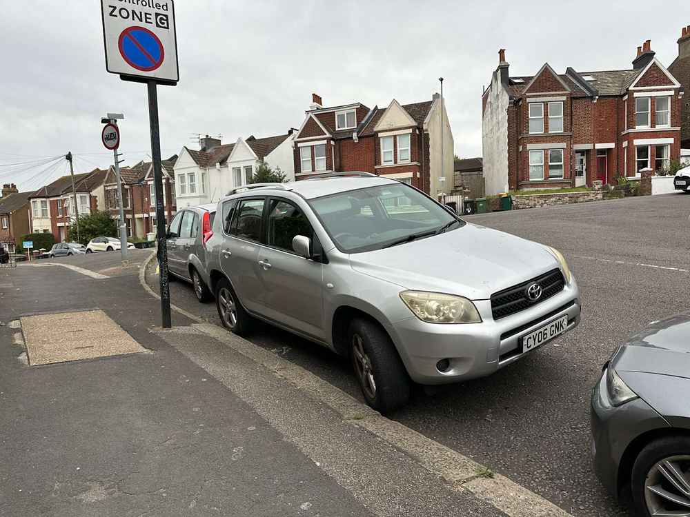 Photograph of CY06 GNK - a Silver Toyota RAV4 parked in Hollingdean by a non-resident. The third of three photographs supplied by the residents of Hollingdean.