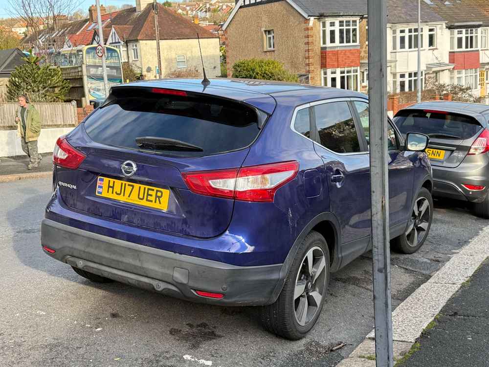 Photograph of HJ17 UER - a Purple Nissan Qashqai parked in Hollingdean by a non-resident. The fifth of five photographs supplied by the residents of Hollingdean.