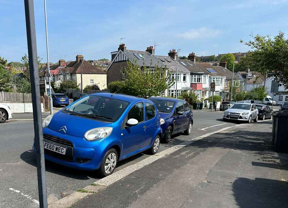Photograph of FE60 WEC - a Blue Citroen C1 parked in Hollingdean by a non-resident. The thirteenth of sixteen photographs supplied by the residents of Hollingdean.