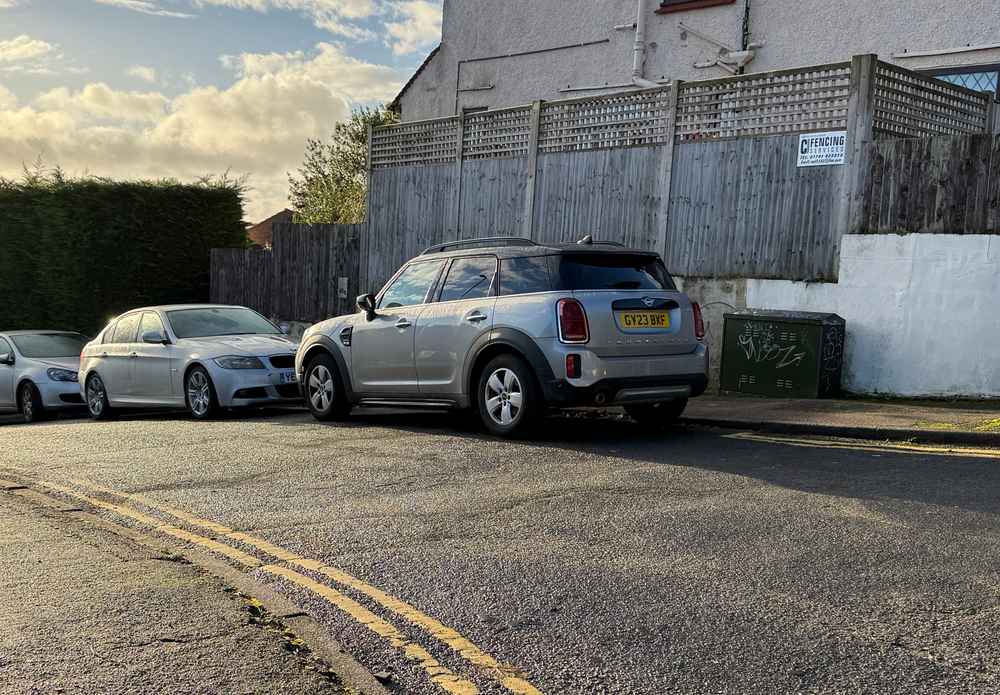 Photograph of GY23 BXF - a Grey Mini Countryman parked in Hollingdean by a non-resident who uses the local area as part of their Brighton commute. The sixteenth of seventeen photographs supplied by the residents of Hollingdean.