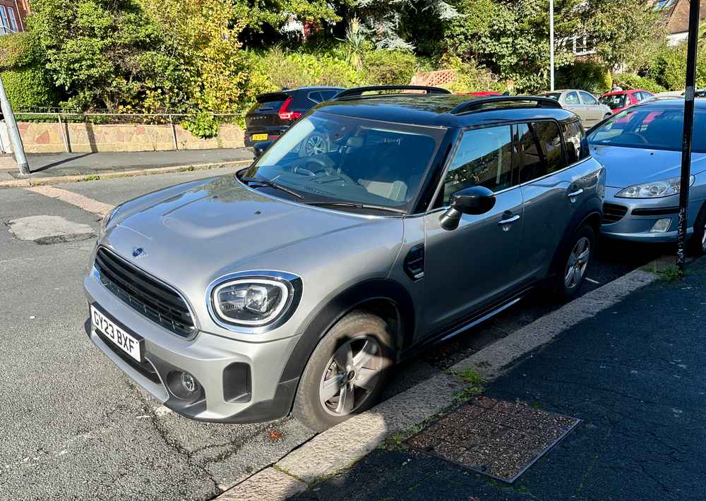 Photograph of GY23 BXF - a Grey Mini Countryman parked in Hollingdean by a non-resident who uses the local area as part of their Brighton commute. The second of twelve photographs supplied by the residents of Hollingdean.