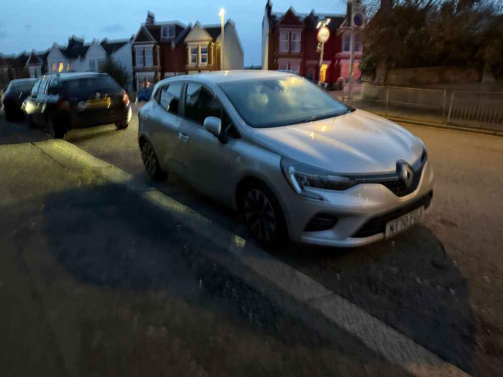 Photograph of MT70 FUJ - a Silver Renault Clio parked in Hollingdean by a non-resident. The ninth of ten photographs supplied by the residents of Hollingdean.