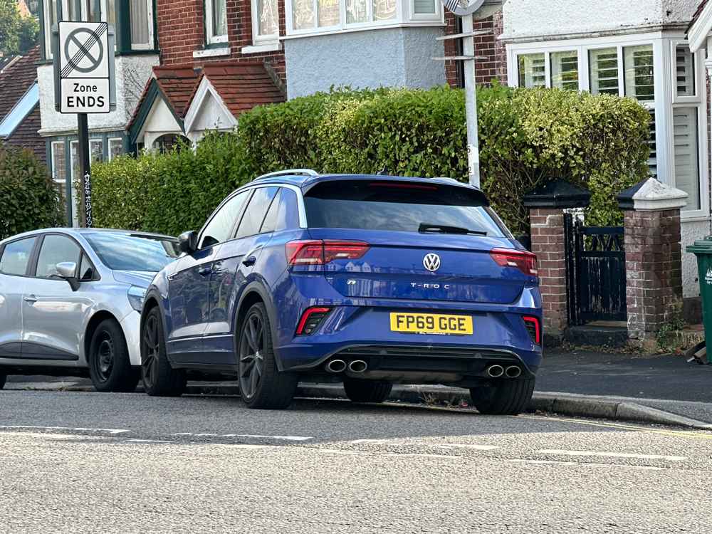 Photograph of FP69 GGE - a Blue Volkswagen T-roc parked in Hollingdean by a non-resident. The third of four photographs supplied by the residents of Hollingdean.