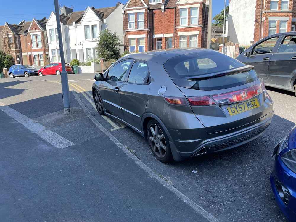 Photograph of GY57 MGZ - a Gold Honda Civic parked in Hollingdean by a non-resident. The third of three photographs supplied by the residents of Hollingdean.
