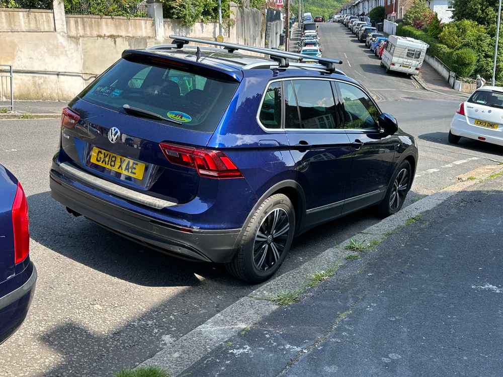 Photograph of GX18 XAE - a Blue Volkswagen Tiguan parked in Hollingdean by a non-resident who uses the local area as part of their Brighton commute. The sixth of six photographs supplied by the residents of Hollingdean.