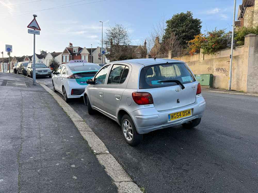 Photograph of WG54 OSM - a Silver Toyota Yaris parked in Hollingdean by a non-resident. The twentieth of twenty photographs supplied by the residents of Hollingdean.