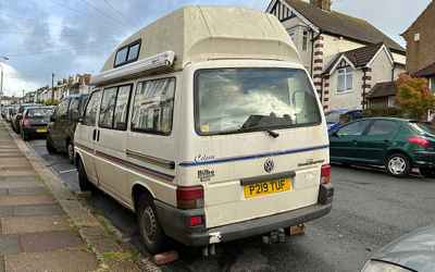 P219 TUF, a Cream Volkswagen Transporter parked in Hollingdean