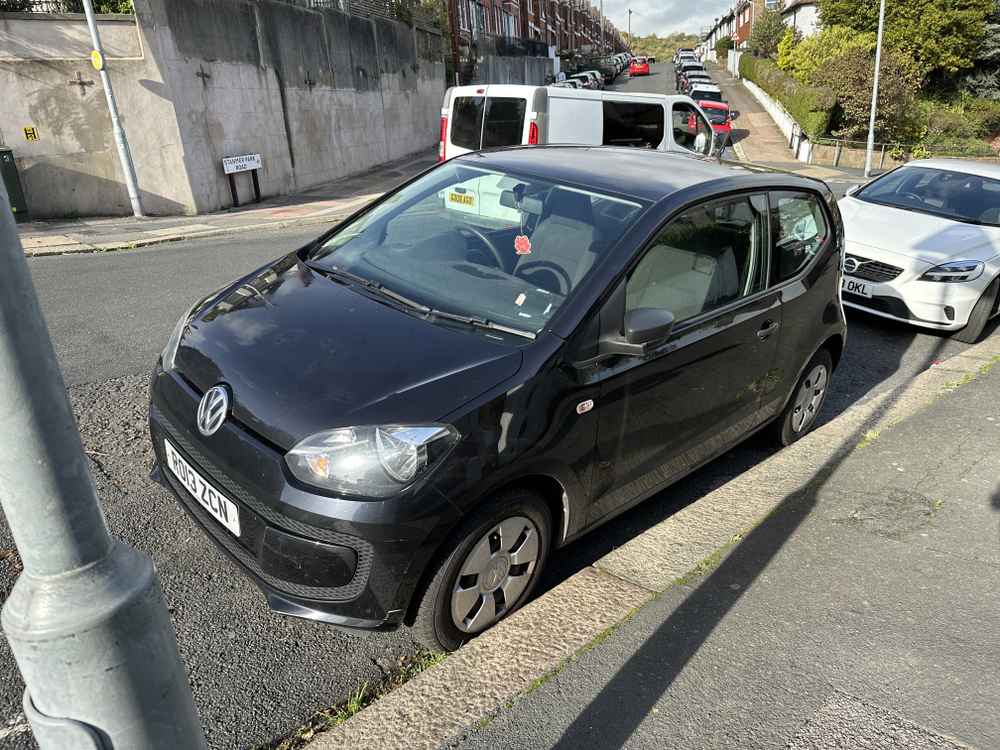 Photograph of RO13 ZCN - a Black Volkswagen Up parked in Hollingdean by a non-resident. 