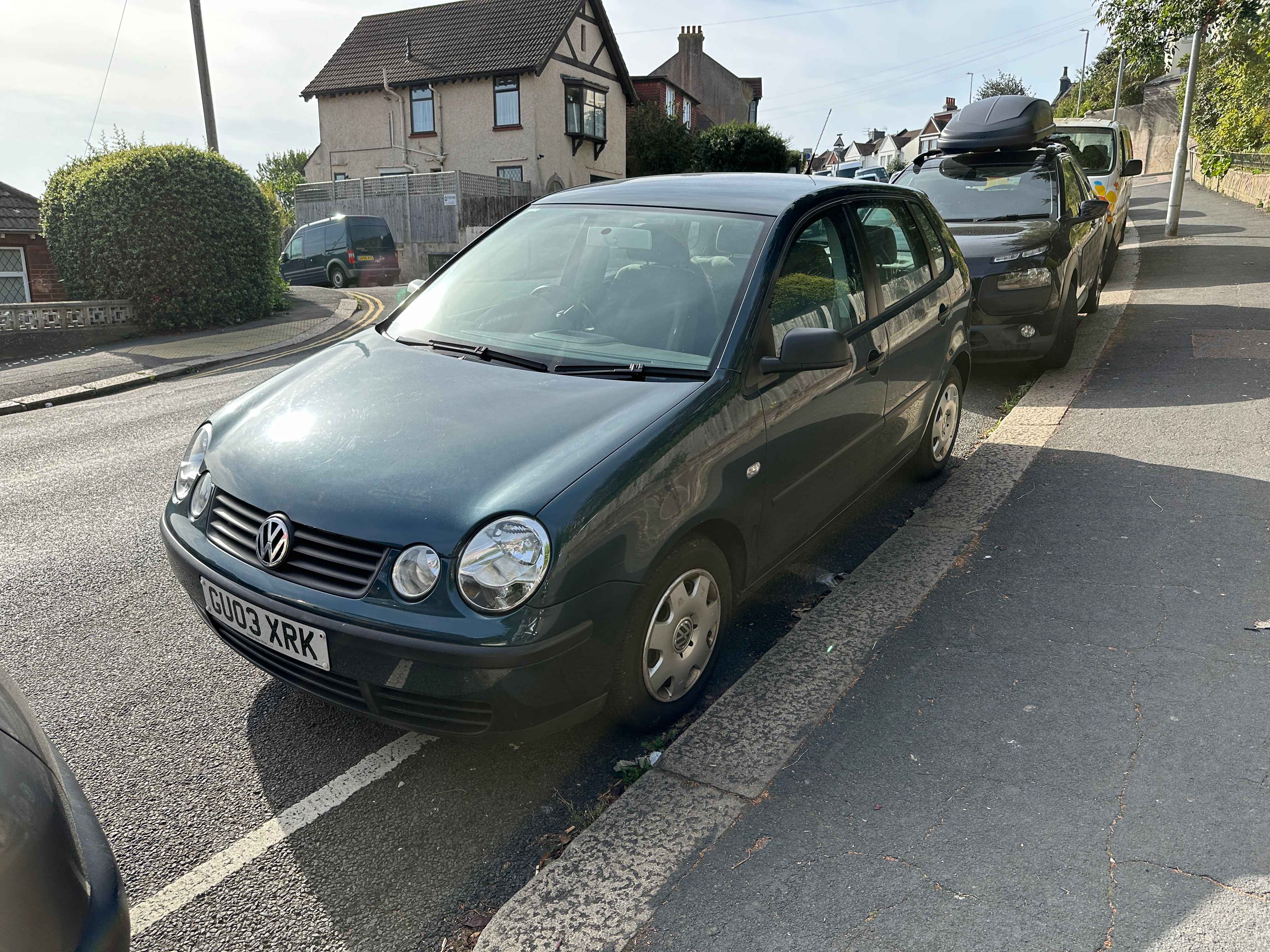 Photograph of GU03 XRK - a Green Volkswagen Polo parked in Hollingdean by a non-resident. The first of eight photographs supplied by the residents of Hollingdean.