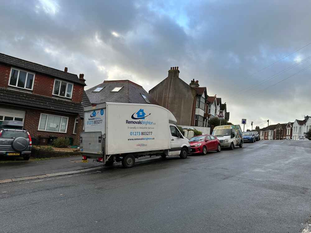 Photograph of RK15 DMU - a White Mercedes Sprinter parked in Hollingdean by a non-resident. The second of three photographs supplied by the residents of Hollingdean.