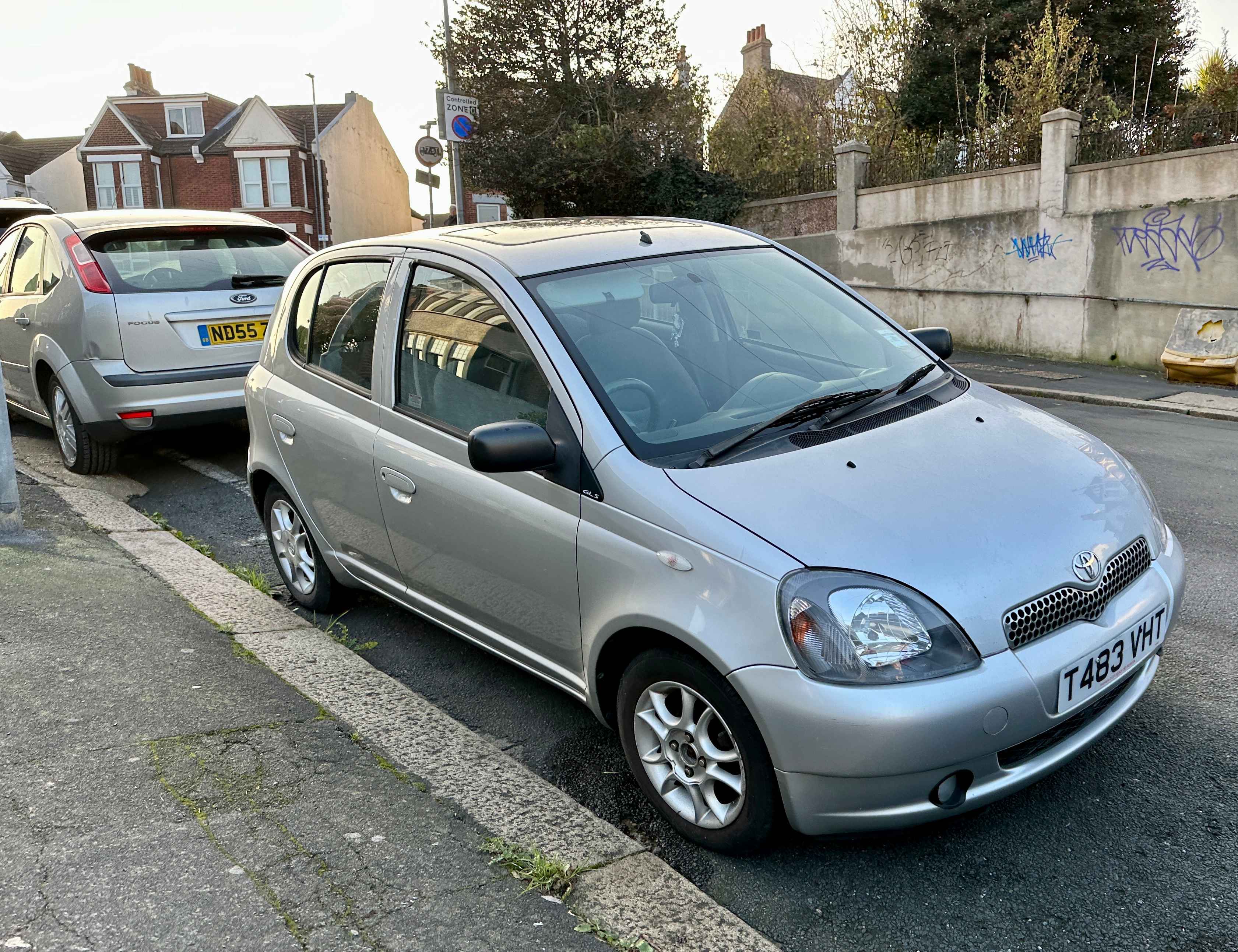 Photograph of T483 VHT - a Silver Toyota Yaris parked in Hollingdean by a non-resident. The ninth of fourteen photographs supplied by the residents of Hollingdean.